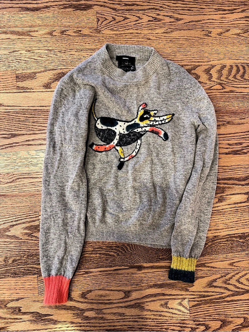 Diesel Gray Graphic Crewneck Alpaca Sweater Like New